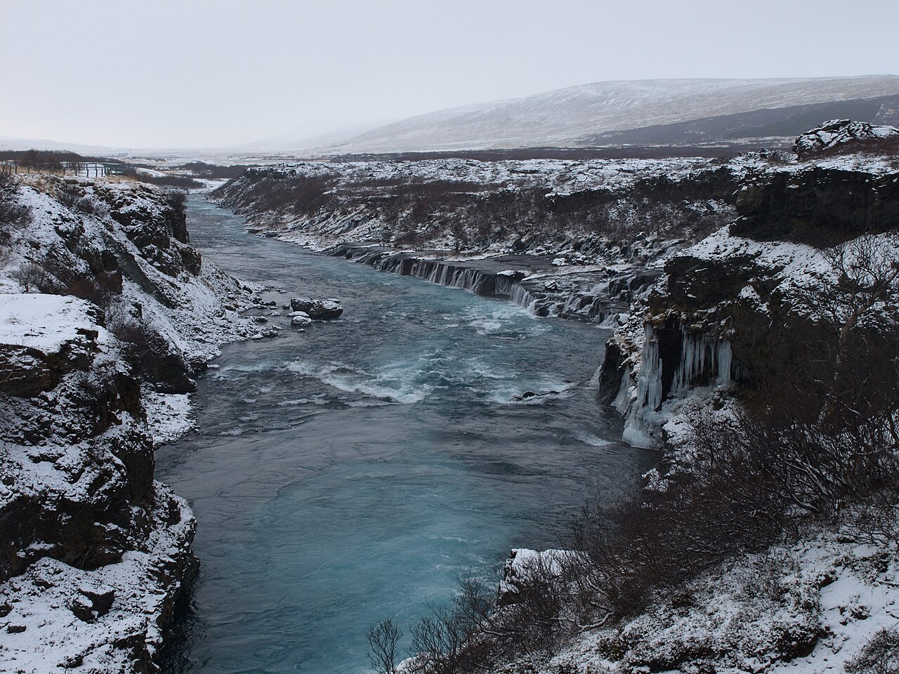 Skógafoss — winterbeeld